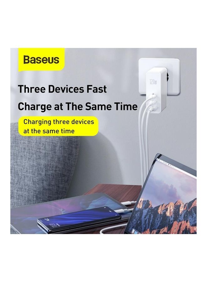Baseus Triple Port Mini Quick Charger White - Image 3
