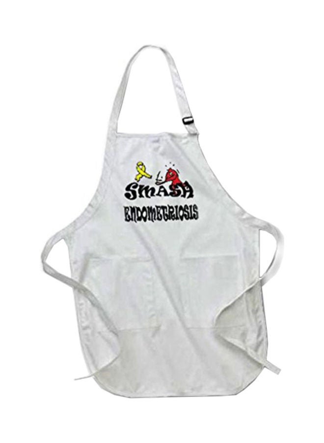 Smash Endometriosis Printed Apron With Pockets  22 x 24inch White