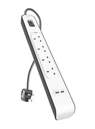 4-Way Surge Protection Strip With 2 USB Port White 19cm - v1622994120/N47719358A_1