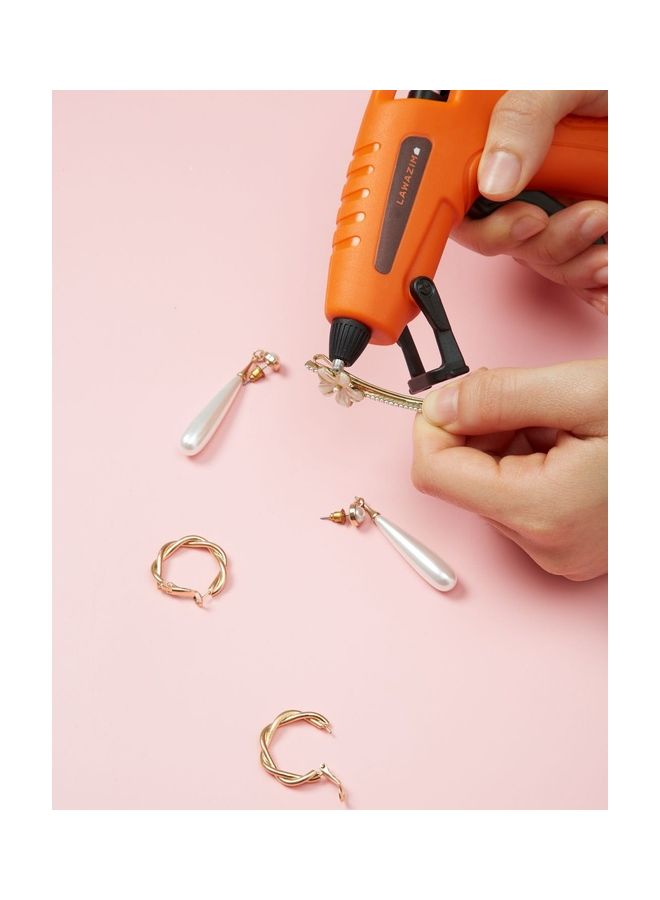 Lawazim Cordless Glue Gun -15W 3.7V Orange - Portable Mini Hot Glue Gun Melting Adhesive Gun Battery-Powered Rechargeable Glue Gun for Arts and Crafts Projects Repairs Scrapbooking Home improvement Orange/Black - Image 3