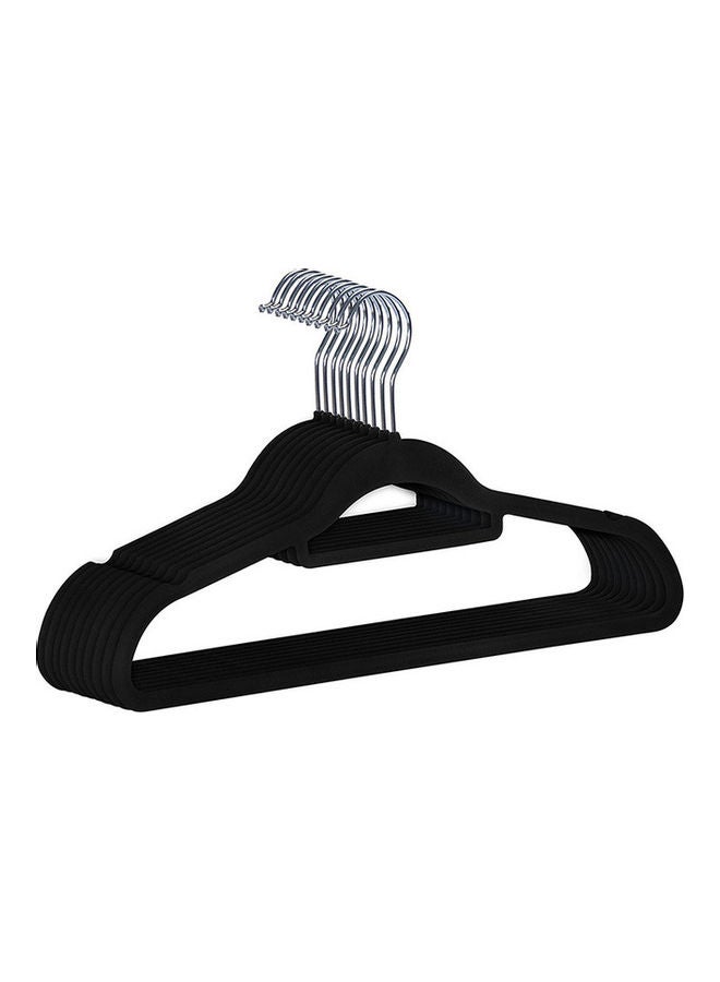 30-Piece High-Grade Non-Slip Flocking Hanger Black