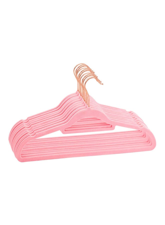50-Piece High-Grade Non-Slip Flocking Hanger Pink
