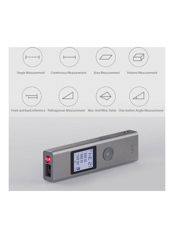 جهاز قياس المسافة بالليزر محمول باليد وعالي الدقة مزود بمنفذ USB للشحن السريع رمادي - Image 5
