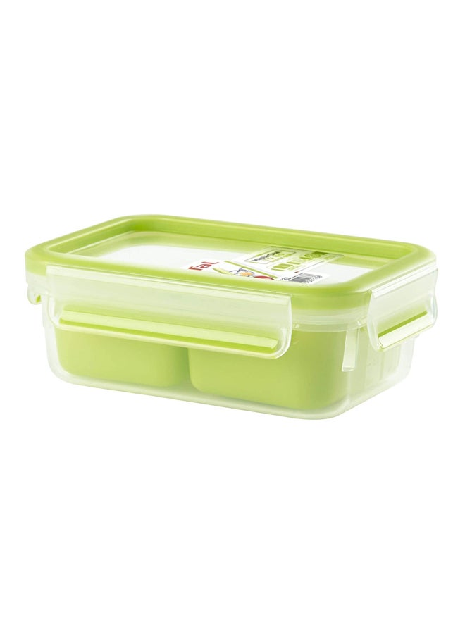 Masterseal To Go Snack Box, Plastic 0.55L With 2 Inserts Green/White 0.55Liters