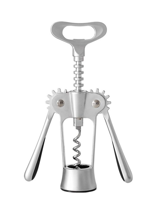 Multifunctional Manual Zinc Alloy Bottle Opener Silver  - Image 1