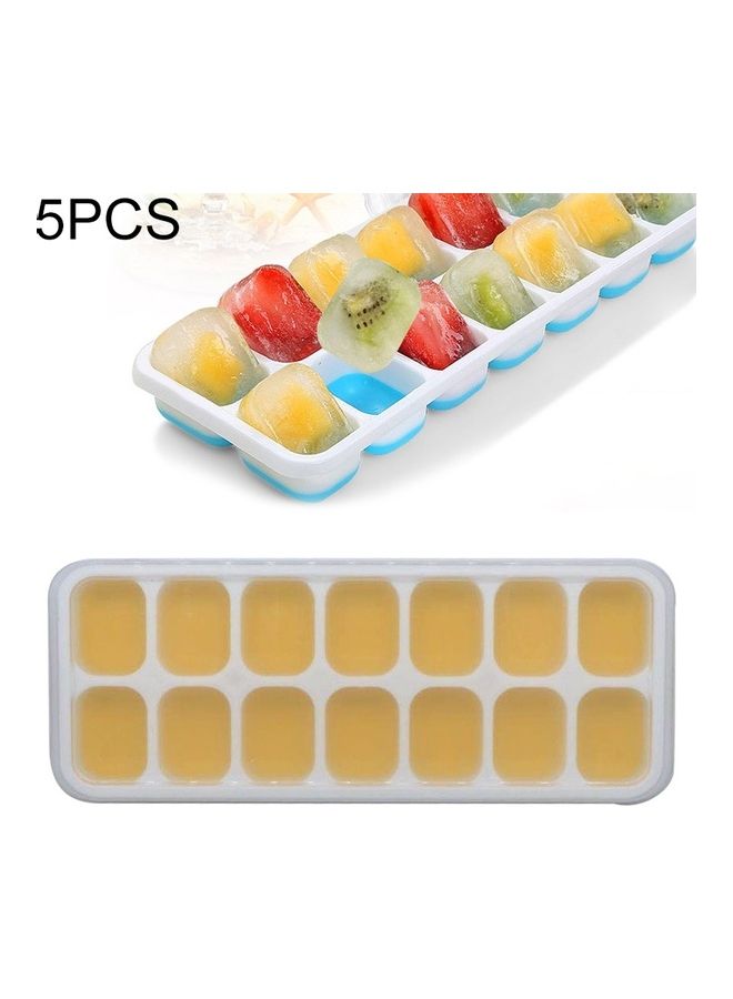 5-Piece 14 Grid Silicone Ice Grid With Lid Yellow - Image 1