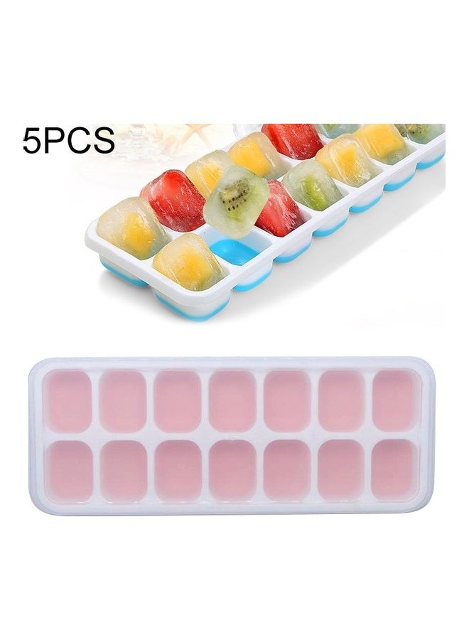 5-Piece 14 Grid Silicone Ice Cube Tray With Lid Pink - Image 1
