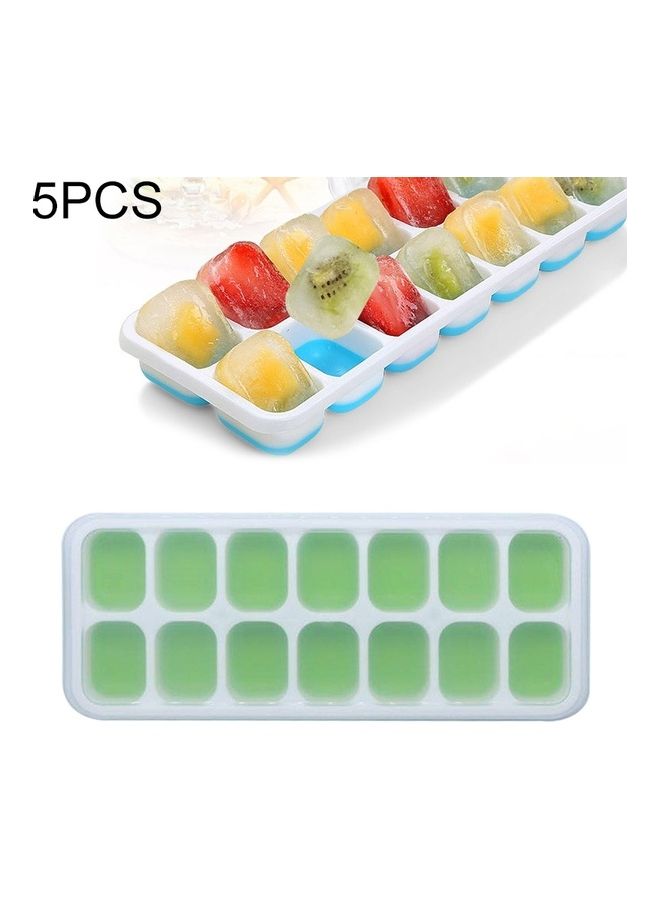 5-Piece 14 Grid Silicone Ice Cube Tray With Lid Green - Image 1