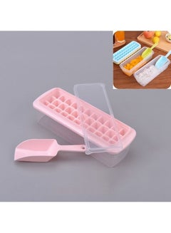 3-Piece Creative 33 Grid DIY Ice Cube Box With Cover And Shovel Pink