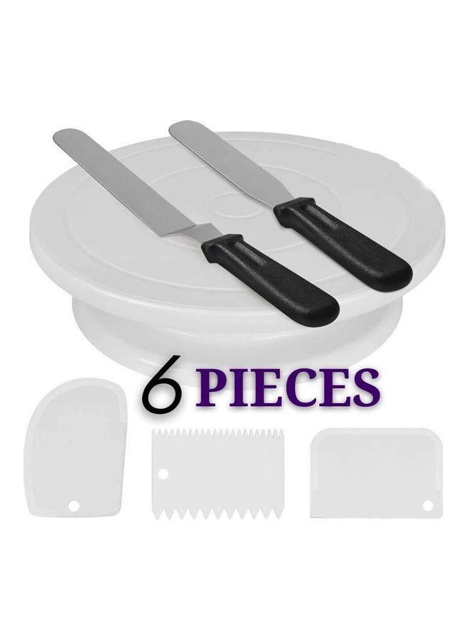 6-Piece Cake Turntable Set Decorating Baking Tool Multicolour  - Image 1