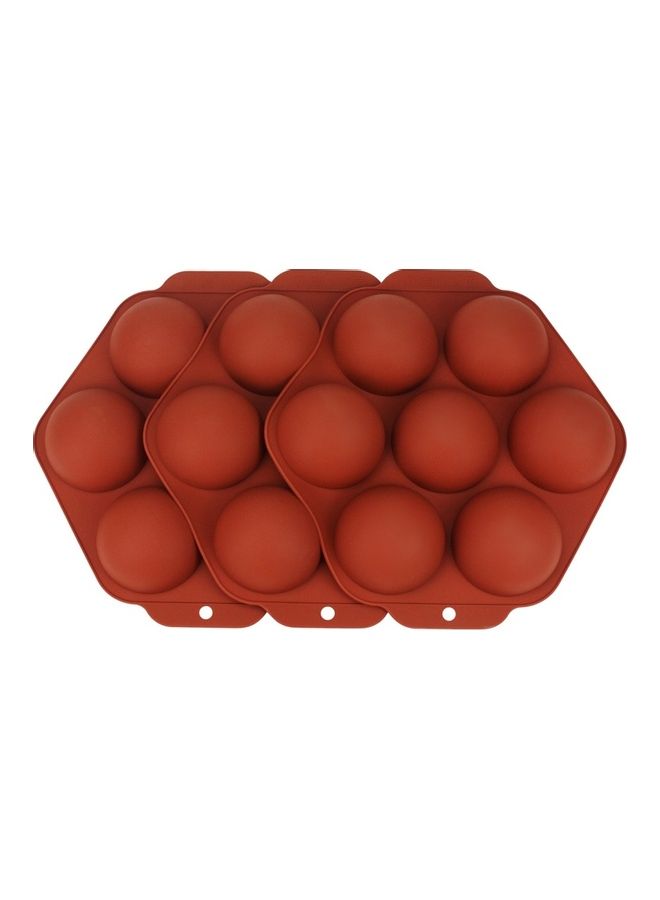 3-Piece Semicircle Silicone Chocolate Bomb Mold Brown  - Image 2