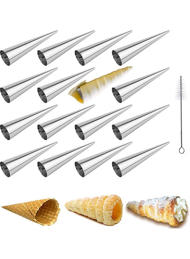 16-Piece Ice Cream Cone And Croissant Crispy Mold Set Silver - Image 1