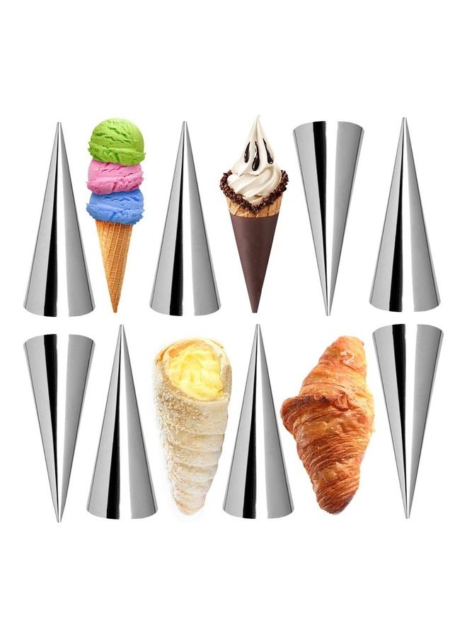 16-Piece Ice Cream Cone And Croissant Crispy Mold Set Silver - Image 2