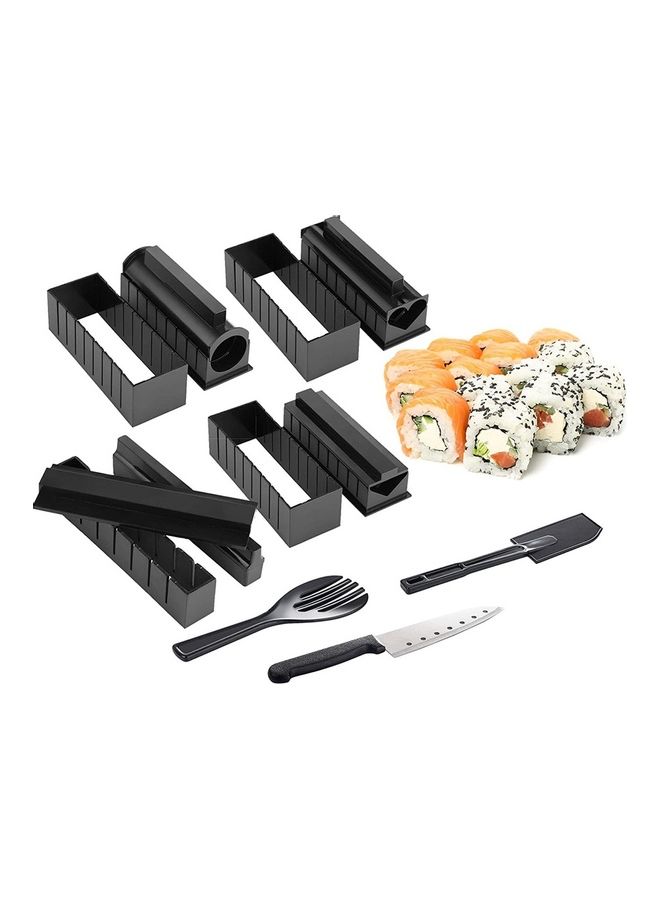 11-Piece Sushi Mold With Sushi Knife Rice Mold Black - Image 1