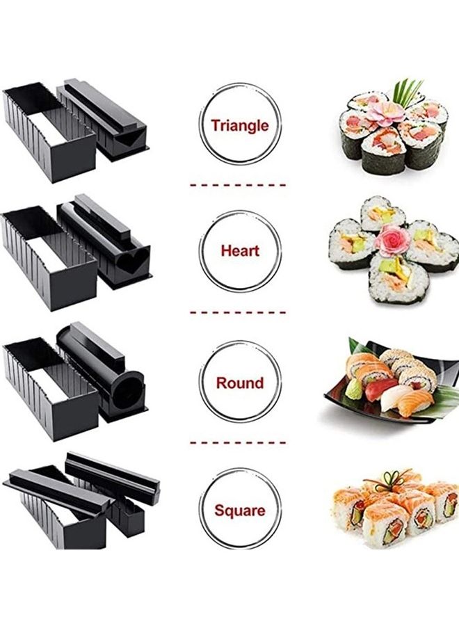 11-Piece Sushi Mold With Sushi Knife Rice Mold Black - Image 4