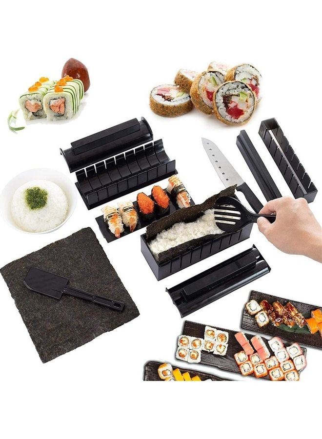 11-Piece Sushi Mold With Sushi Knife Rice Mold Black - Image 5