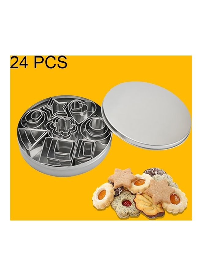 24-Piece Stainless Steel Molds Baking Tools Silver - Image 1
