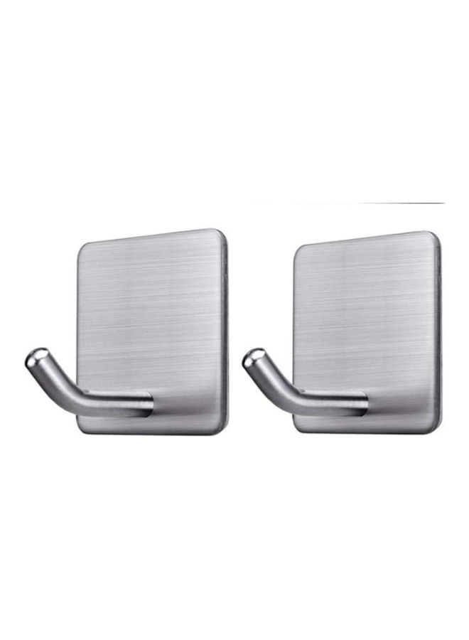 2-Pack Self Adhesive Stainless Steel Heavy Duty Wall Hook Silver 