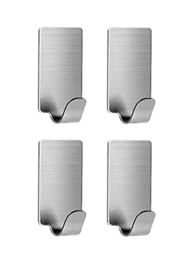 4-Pack Self Adhesive Stainless Steel Wall Hanger Hat Hook Silver