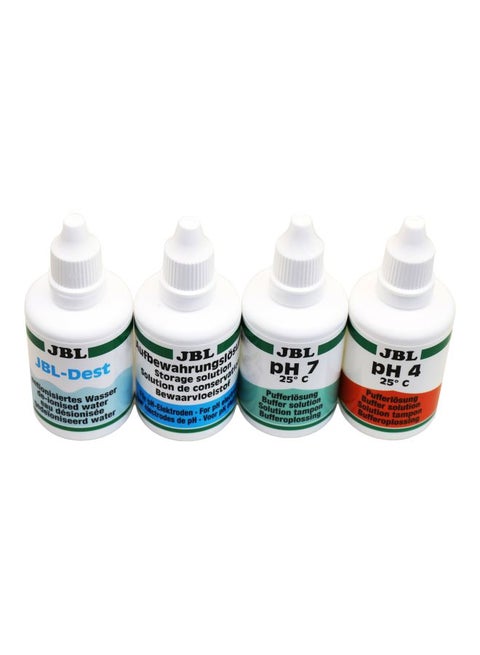 4-Piece ProFlora Cal Calibration Cleaning Set Multicolour pH 7 50 ml, pH 4 Calibration Solutions 50 ml, Distilled Water 50 ml, Cleaning Solution 50ml
