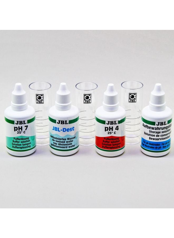 4-Piece ProFlora Cal Calibration Cleaning Set Multicolour pH 7 50 ml, pH 4 Calibration Solutions 50 ml, Distilled Water 50 ml, Cleaning Solution 50ml