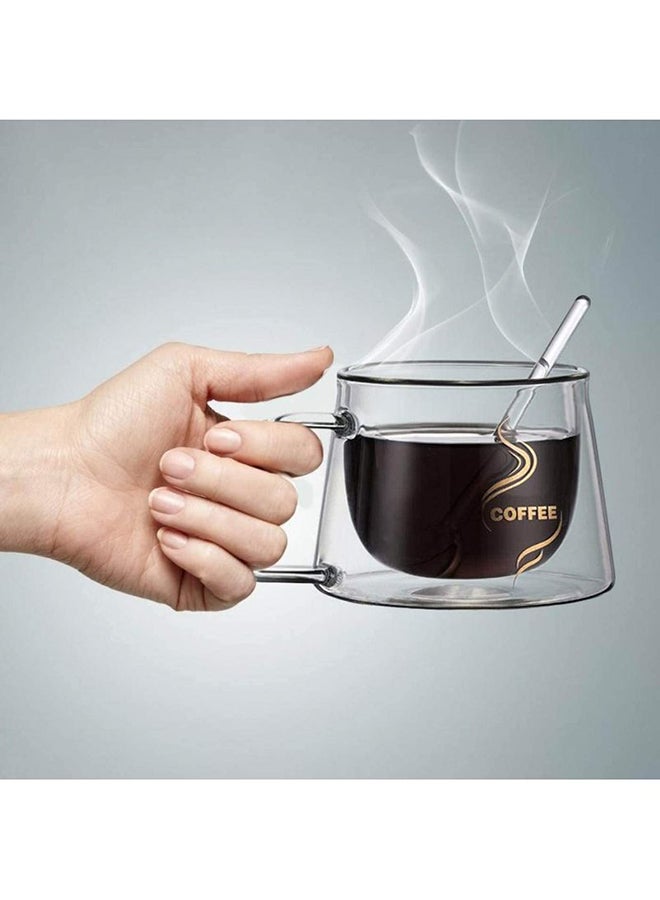 Lushh - 2-Piece Double Wall Insulated Coffee Printed Mug Clear 200ml - Image 1