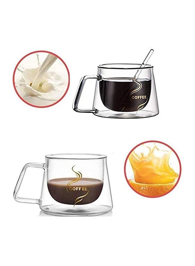 Lushh - 2-Piece Double Wall Insulated Coffee Printed Mug Clear 200ml - Image 1