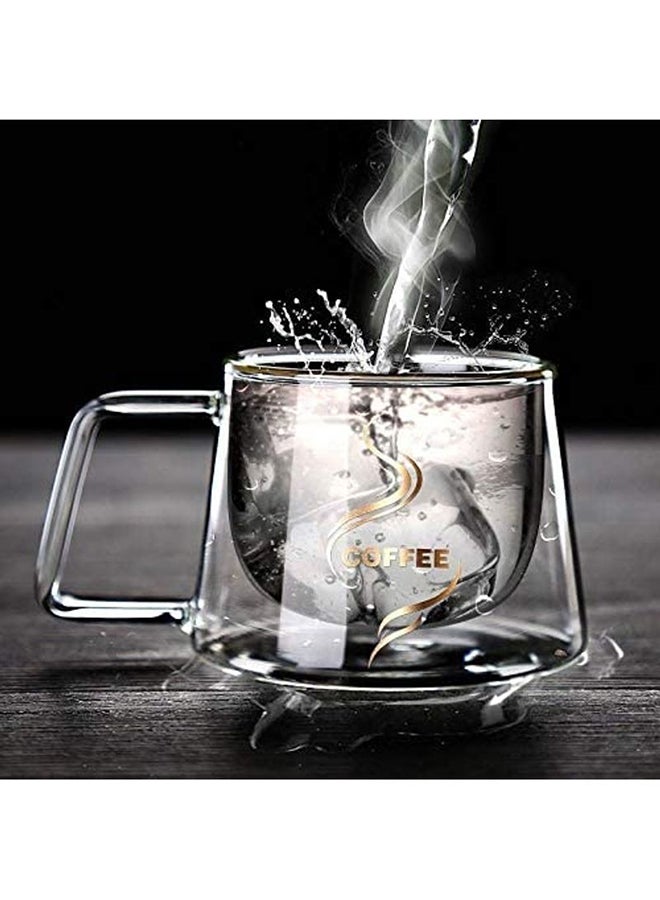 Lushh - 2-Piece Double Wall Insulated Coffee Printed Mug Clear 200ml - Image 1