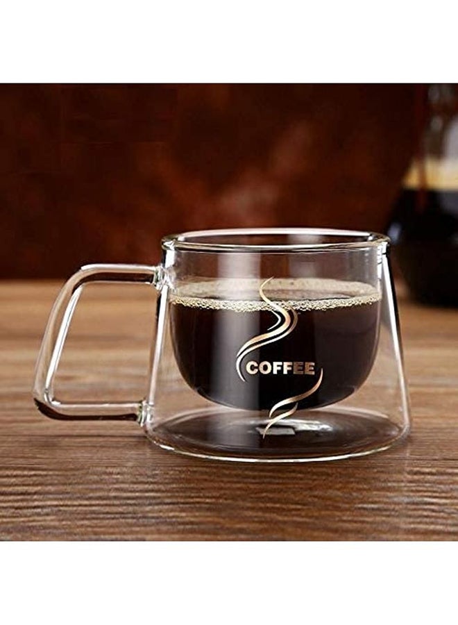 Lushh - 2-Piece Double Wall Insulated Coffee Printed Mug Clear 200ml - Image 1