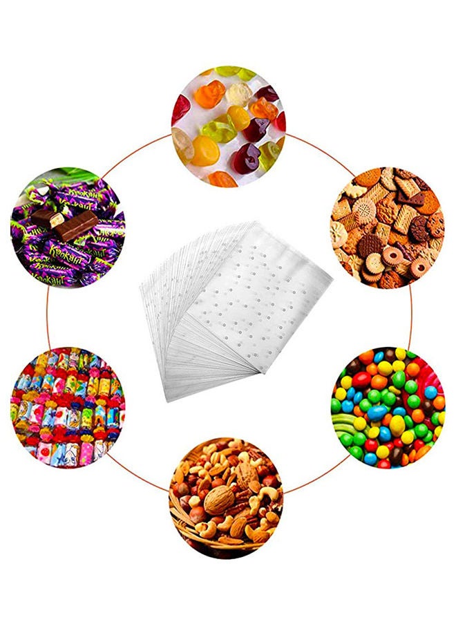 100-Piece Dot Frosted Candy Bags Set Clear/White - Image 2