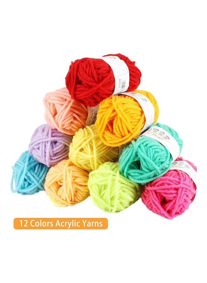 Generic - 12 Assorted Rainbow Colour DIY Soft Acrylic Yarn Multicolour - Image 1