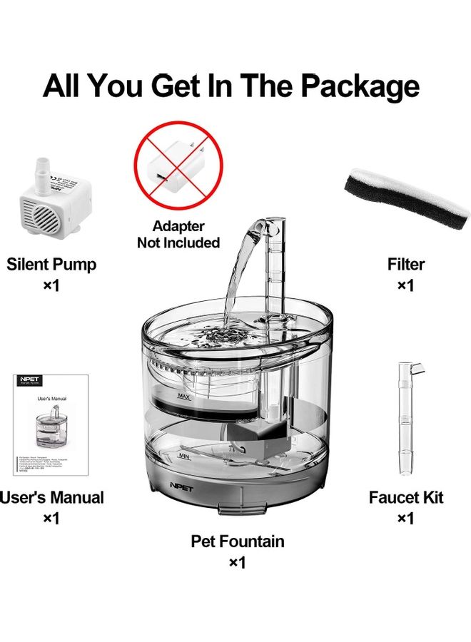 XiuWoo Automatic Pet Drinking Water Fountain Clear - Image 2
