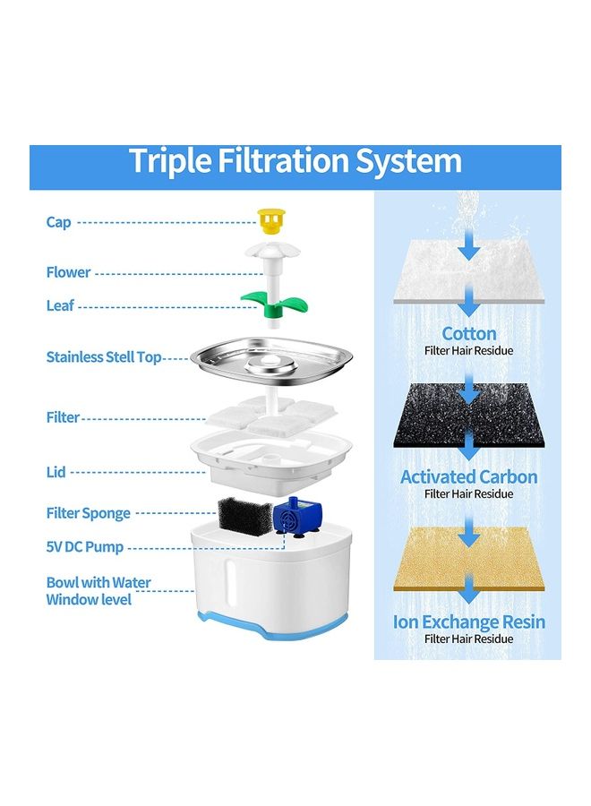 XiuWoo Automatic Pet Drinking Water Fountain White/Blue - Image 4