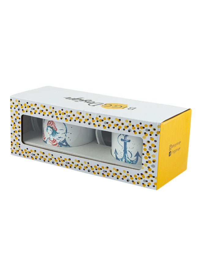Biggdesign Pack of 2 Sailor Girl and Anchor Enamel Mugs Set Multicolour 2 x 100ml  - Image 1