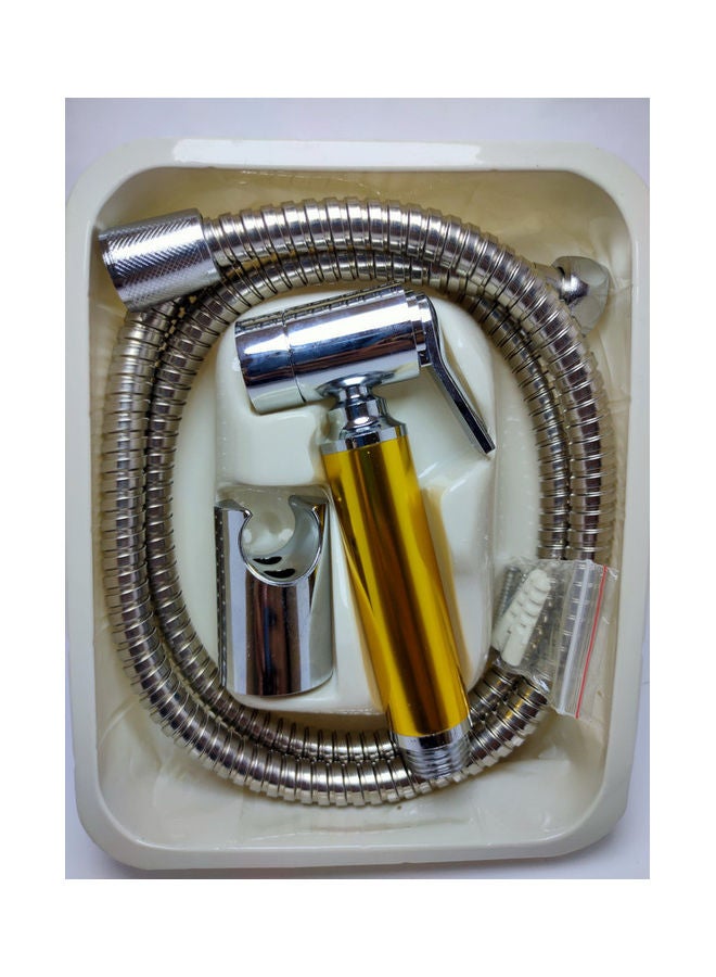 Shattaf Hand Shower Complete Set With Pipe Yellow/Silver  - Image 2