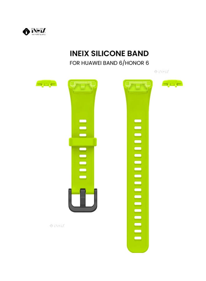 INEIX - Soft Silicone Replacement Strap For Huawei Band 6 Light Green - Image 1
