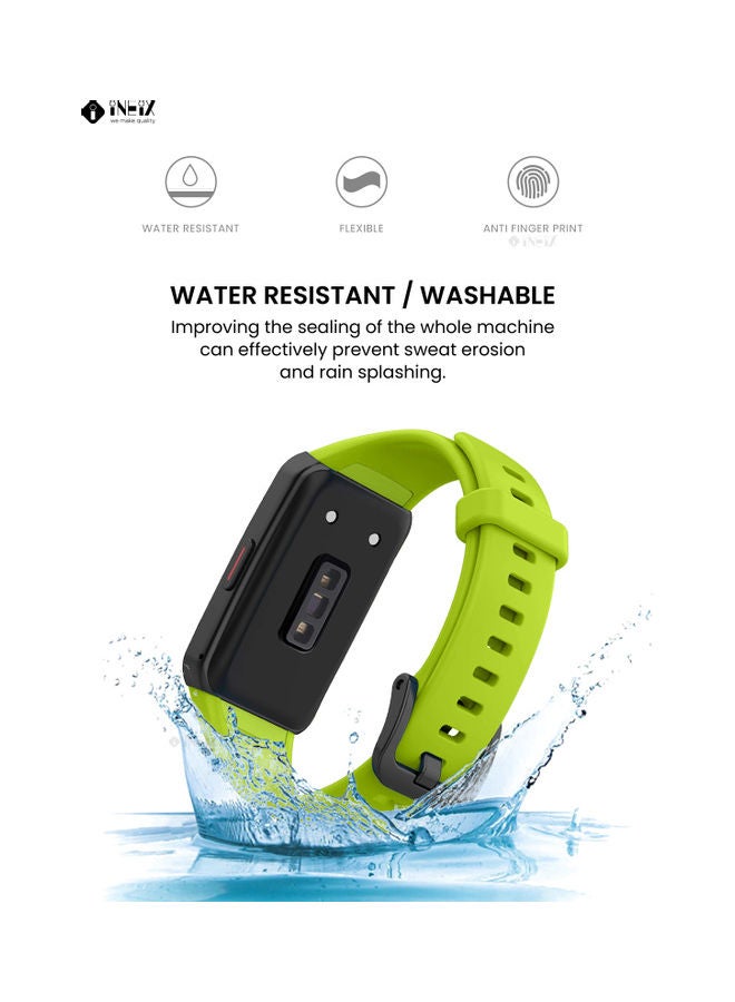 INEIX - Soft Silicone Replacement Strap For Huawei Band 6 Light Green - Image 1