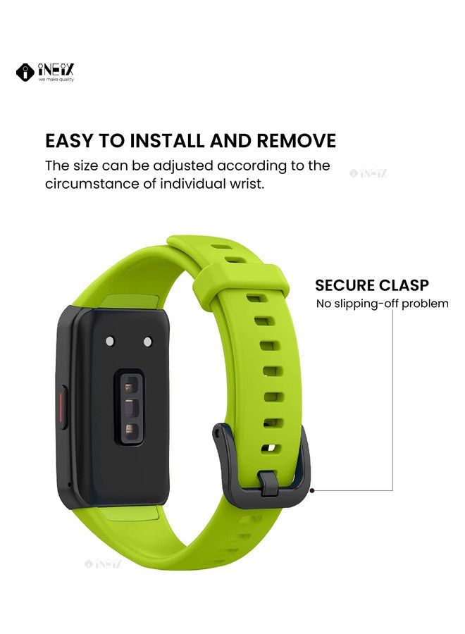 INEIX - Soft Silicone Replacement Strap For Huawei Band 6 Light Green - Image 1