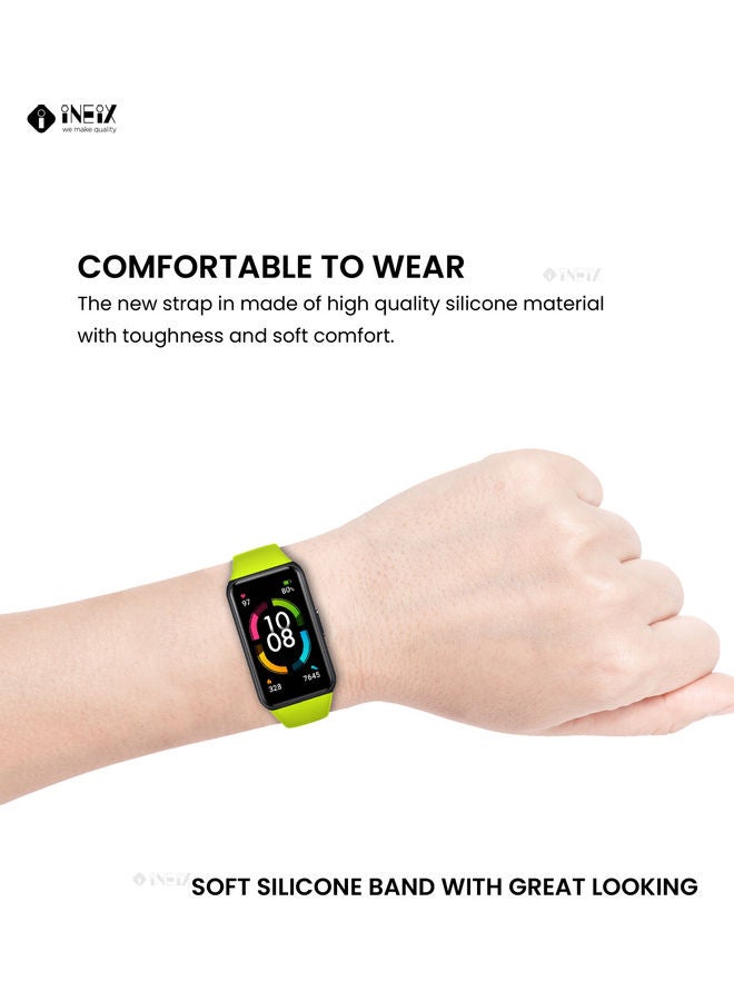 INEIX - Soft Silicone Replacement Strap For Huawei Band 6 Light Green - Image 1