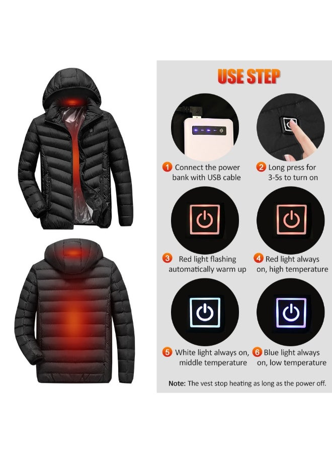 جاكيت حراري بمنفذ USB للشحن أسود  - Image 5