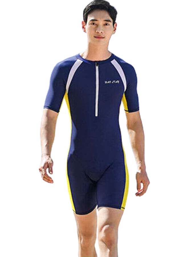 Beauenty Colour Blocked Short Sleeves Swimwear Blue/White/Yellow  - Image 1