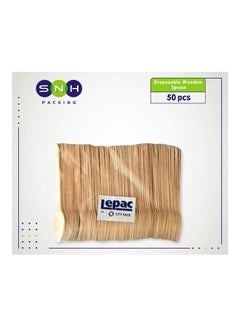 SNH 50-Pieces Disposable Wooden Spoon Beige 18grams  - Image 2