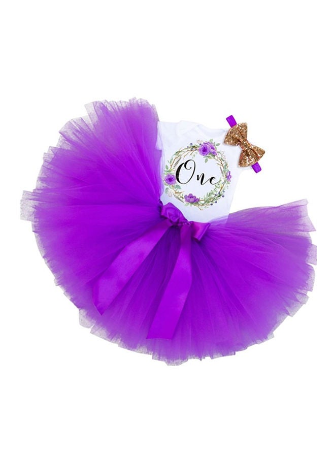 We Happy 1st Birthday Baby Girl Princess Party Costume Dress Purple  - Image 2