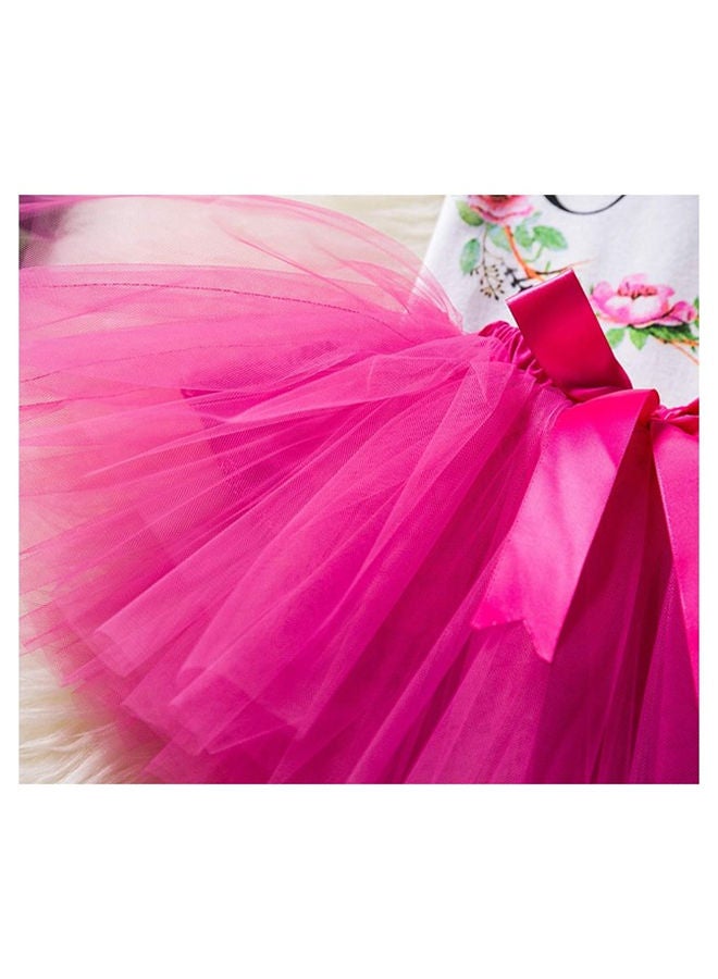 We Happy 1st Birthday Baby Girl Princess Party Costume Dress Hot Pink - Image 3