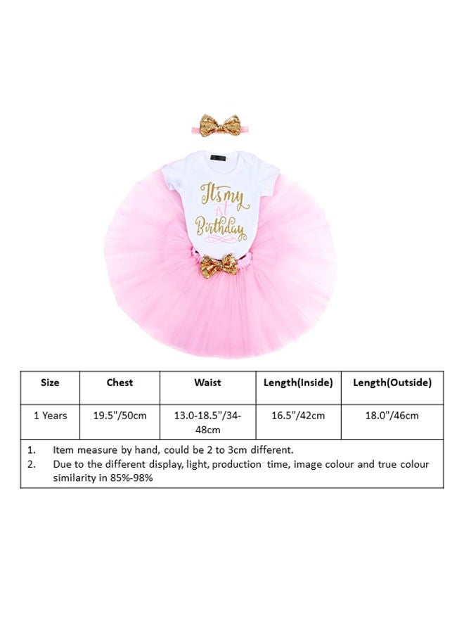 We Happy 1st Birthday Baby Girl Princess Party Costume Dress Baby Pink  - Image 5