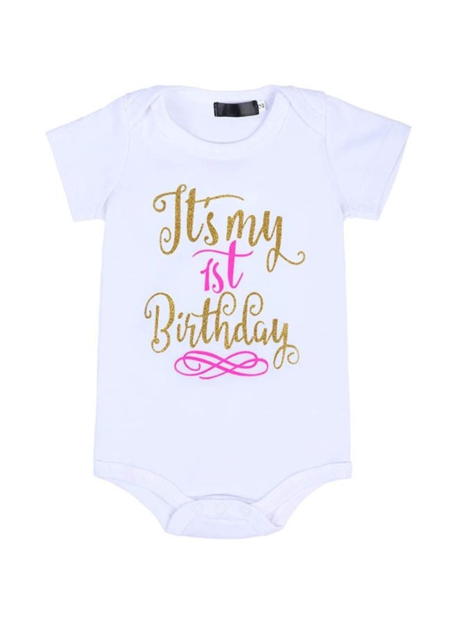 We Happy 1st Birthday Baby Girl Princess Party Costume Dress Hot Pink - Image 2