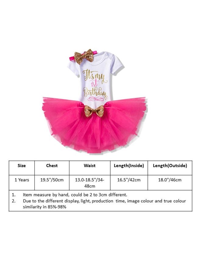 We Happy 1st Birthday Baby Girl Princess Party Costume Dress Hot Pink - Image 5