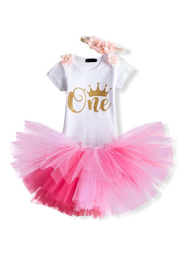 We Happy 1st Birthday Baby Girl Princess Party Costume Dress | Baby Pink - Image 1