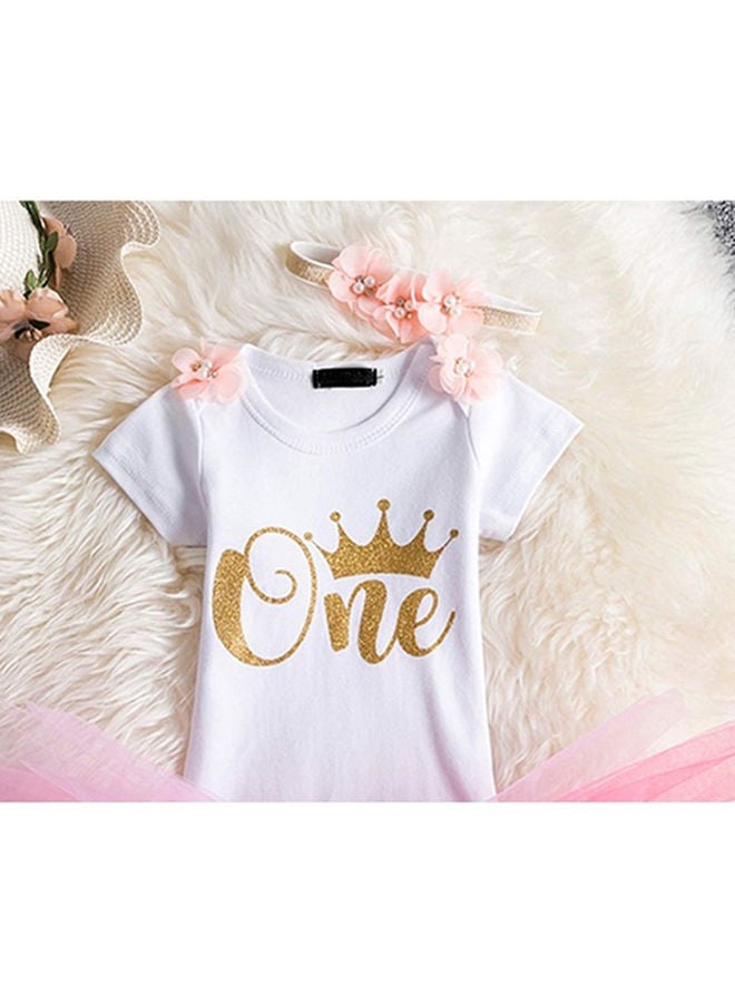 We Happy 1st Birthday Baby Girl Princess Party Costume Dress | Baby Pink - Image 2