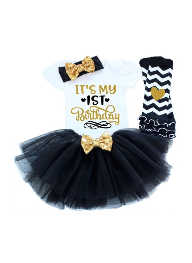 We Happy 1st Birthday Baby Girl Princess Party Costume Dress Black - Image 1